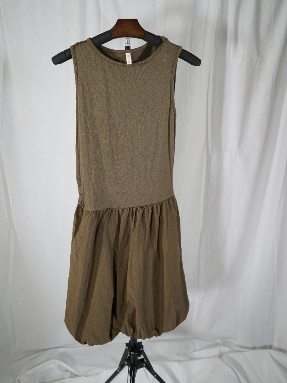 KIRUNDO Lagenlook Olive Sleeveless Bubble Dress